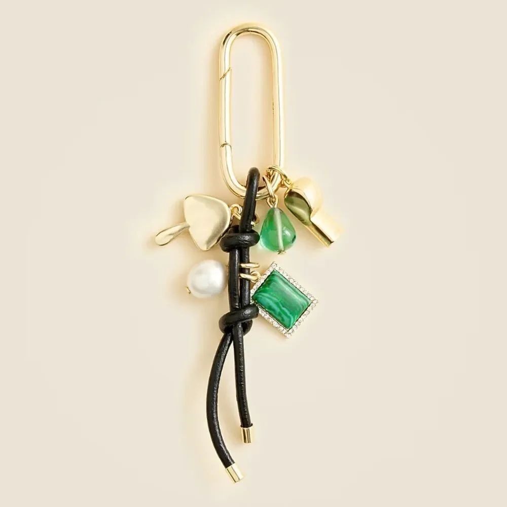 J. Crew Gold and Green Charm, keychain. NWT.
